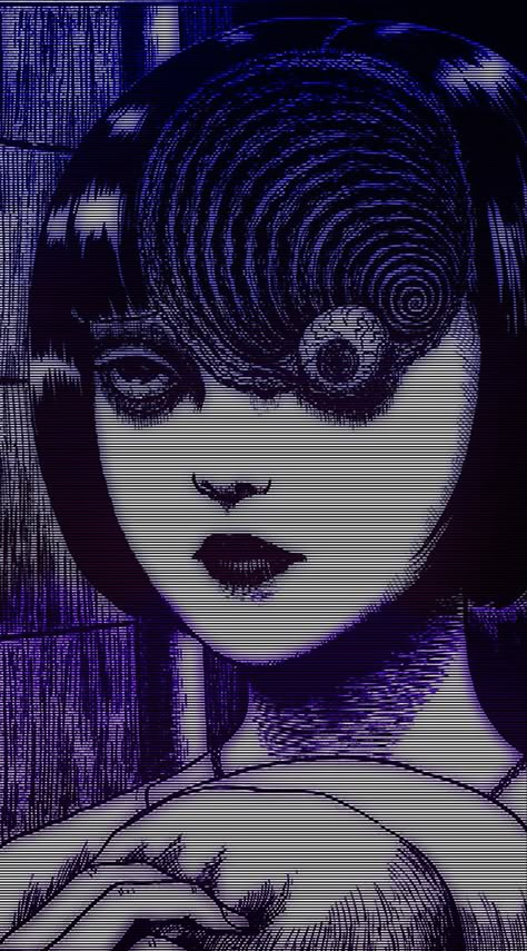 Scary Anime Wallpaper, Grunge Anime Wallpaper, Junji Ito Wallpaper, Dark Purple Wallpaper, Goth Wallpaper, Dark Purple Aesthetic, Trippy Wallpaper, Junji Ito, Edgy Wallpaper