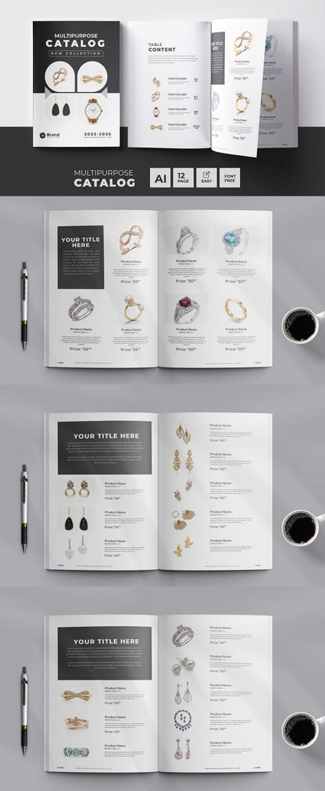 Multipurpose Catalog Layout and jewelry catalog design Magazine Template Jewellery Portfolio Layout, Jewellery Magazine Ad, Jewelry Catalogue Design, Jewellery Magazine Layout, Jewelry Lookbook Design, Jewelry Magazine Layout Design, Jewellery Catalogue Design Layout, Jewelry Magazine Layout, Jewelry Lookbook Layout