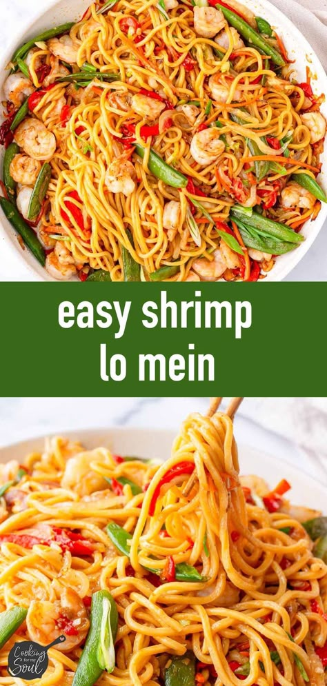 Recipes With Lo Mein Noodles, Shrimp Low Mein Recipes, Shrimp With Rice Noodles Easy Recipes, Shrimp Chow Mein Recipe Easy, Shrimp And Noodle Recipes Easy, Chicken And Shrimp Lo Mein, Shrimp Lomein Noodle Recipes, Shrimp And Noodles Easy, Shrimp Low Mein