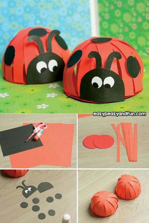 Paper Ladybug Craft, Paper Ladybug, Ladybug Craft, Construction Paper Crafts, Ladybug Crafts, Bug Crafts, Spring Craft, Project For Kids, Spring Crafts For Kids