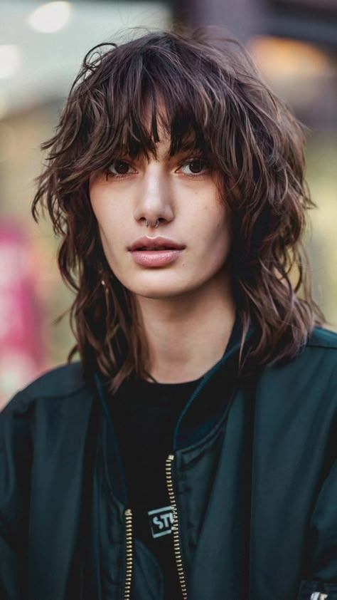 Men's shaggy braid hairstyles 2024 16 ideas: Fashion Guide - mens-talk.online Men With Long Fluffy Hair, Mens Long Hairstyles Shoulder Length, Men Shag Mullet, Long Hair Mullet Straight Hair, Rocker Haircut Men, Long Bangs Men Haircut, Long Shag Mullet Men, Queer Long Hairstyles, Men’s Wolfcut Long