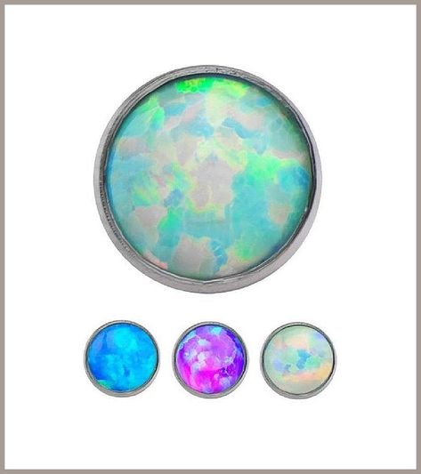 These gorgeous dermal anchor tops are made of high quality implant grade titanium and feature a synthetic opal with a rounded top. They are internally threaded for your comfort. Each set of three includes one each in white, blue, and purple. Dermal Piercing Jewelry, Skin Piercing, Dermal Anchor, Dermal Piercing, Body Jewelry Piercing, Synthetic Opal, Body Piercings, Crystal Flower, Piercing Jewelry