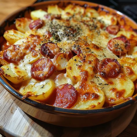 Gratin Rustique de Pommes de Terre au Chorizo et Béchamel de Tomate Chorizo Potato, Chorizo And Potato, Chef Club, Confort Food, Chef Food, Potato Dishes, Batch Cooking, Chef Recipes, Everyday Food