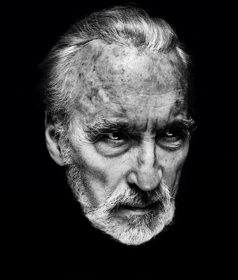 Christopher Lee.  Nadav Kander : Sony World Photography Awards Nadav Kander, Christopher Lee, Celebrity Portraits, World Photography, Photography Awards, Tv Movie, Black And White Portraits, British Actors, Male Portrait