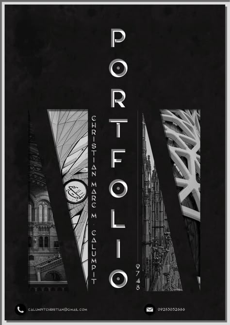 Discover templates, ebooks and more architecture resources. → Scrool down the page to see our free products! Black And White Cover Page Design, Portfolio Cover Design Graphic Designers, Cover Page For Fashion Portfolio, Architectural Design Portfolio Cover, Black And White Portfolio Design, Sst Portfolio Cover Page Ideas, Cover Page For Portfolio Design, Portfilo Cover Design, Cover Page Ideas For Portfolio