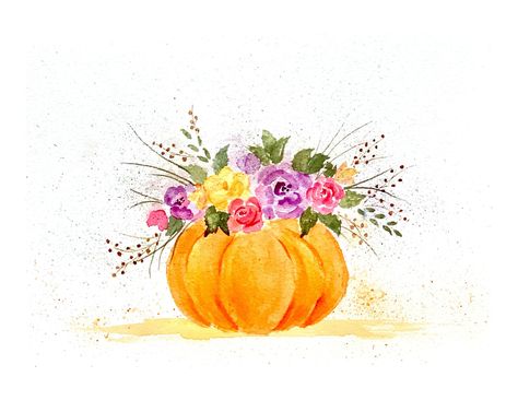 Watercolour Pumpkin Painting, Pumpkin Watercolor Painting For Kids, Watercolor Pumpkins Autumn Fall Leaves, Watercolor Pumpkins Autumn, Pumpkin Patch Watercolor Painting, Pumpkin Floral Watercolor, Painting Pumpkin, Black And White Png, Png Pattern