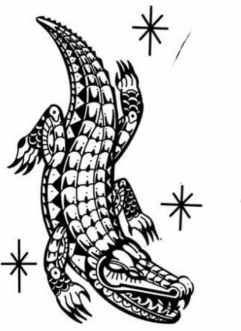 American Traditional Alligator Tattoo, Small Alligator Tattoo Simple, Alligator Tattoo, Crocodile Tattoo, Legs Tattoo, Florida Tattoos, Tattoo Board, Small Tattoo Designs, Tat Ideas