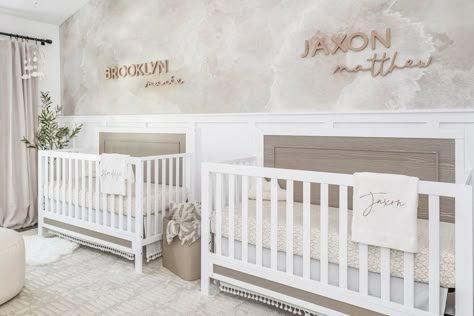 Twins Nursery Room Gender Neutral, Twin Boy And Girl Nursery Ideas, Nursery Ideas For Twins Boy And Girl, Twins Nursery Boy And Girl, Twin Baby Room Ideas, Twin Nursery Boy And Girl, Baby Twins Room, Gender Neutral Twin Nursery, Neutral Twin Nursery