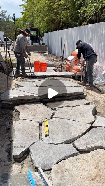 Matthew Giampietro Garden Design on Instagram: "Working on Flagstone steps and stepping stone walks  . . . . . #stone #flagstone #garden #yard #backyard #walkway #landscapedesign #landscapeconstruction #renovation #coralgables #miami #fortlauderdale #homedecor #rustic" Flagstone Garden, Stone Landscaping Ideas, Diy Stone Walkway, Flagstone Steps, Stone Backyard, Flagstone Pathway, Flagstone Walkway, Flagstone Path, Stone Landscaping