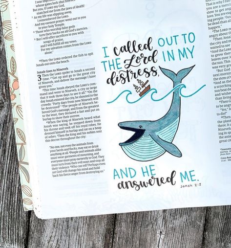 by @emmas.bible Jonah Bible Journaling, Bible Doodles Simple, Bible Decorations Ideas, Matthew Bible Journaling, Jonah Bible, Bible Drawings, Encouraging Bible Quotes, Scripture Doodle, Journal Bible Quotes