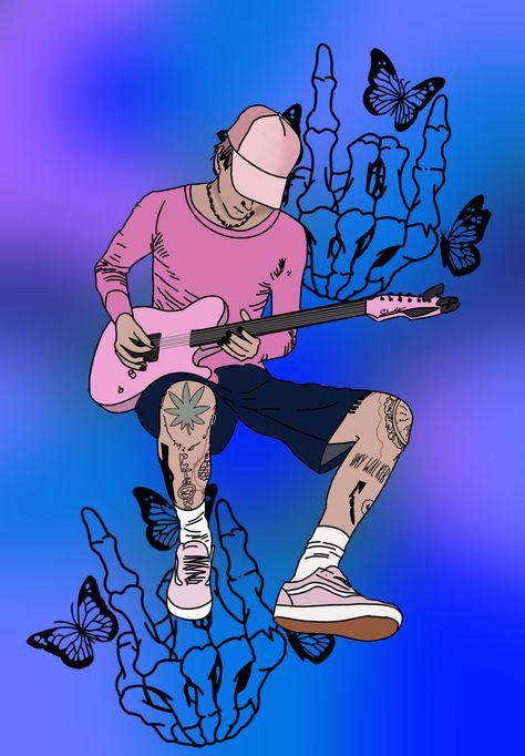 Marvel Wallpaper Cartoon, Mgk Drawings Easy, Mgk Tattoos, Old School Ink, Wallpaper Marvel, Swag Wallpaper, Guitar Drawing, Wallpaper Cartoon, Old School Cartoons