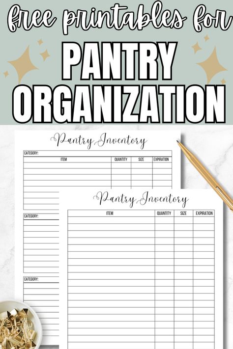 Free printable organization sheets for your kitchen! Inventory your pantry with one of these pantry inventory logs. You'll know exactly what you have, make meal planning easier, and save money by not wasting money! Pantry Organization List Free Printable, Pantry List Inventory Free Printables, Pantry Inventory Printable Free, Printable Organization Sheets, Pantry Inventory Sheet, Kitchen Inventory List, Organization Sheets, Pantry Inventory Printable, Printable Organization