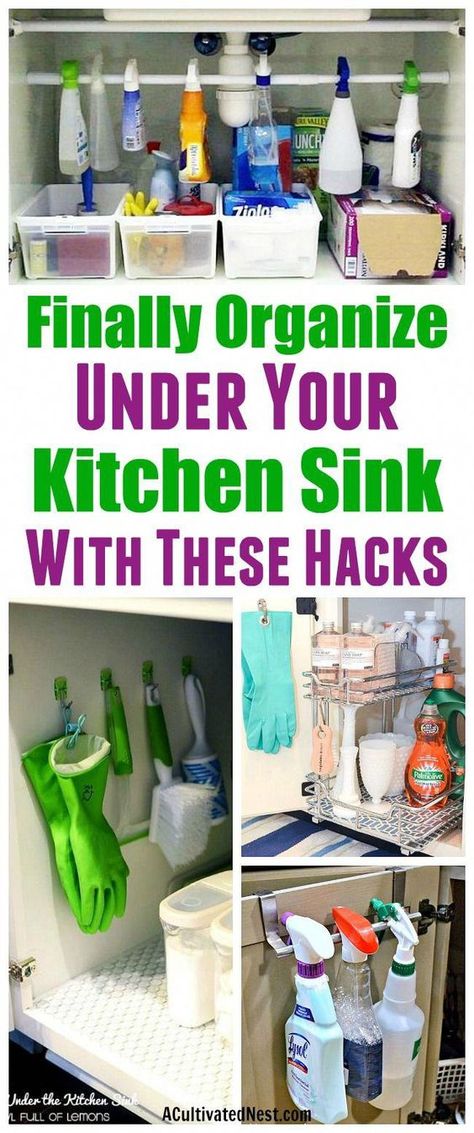 Countertop Concrete, Planer Organisation, Under The Kitchen Sink, Under Kitchen Sink, Organize Kitchen, Kitchen Sink Organization, Under Sink Organization, Organisation Hacks, Dollar Store Organizing