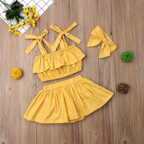 Sunflower Skirt, Sunflower Yellow, Kids Fashion Dress, Kids Frocks, Frocks For Girls, Girls Stripes, Yellow Sunflower