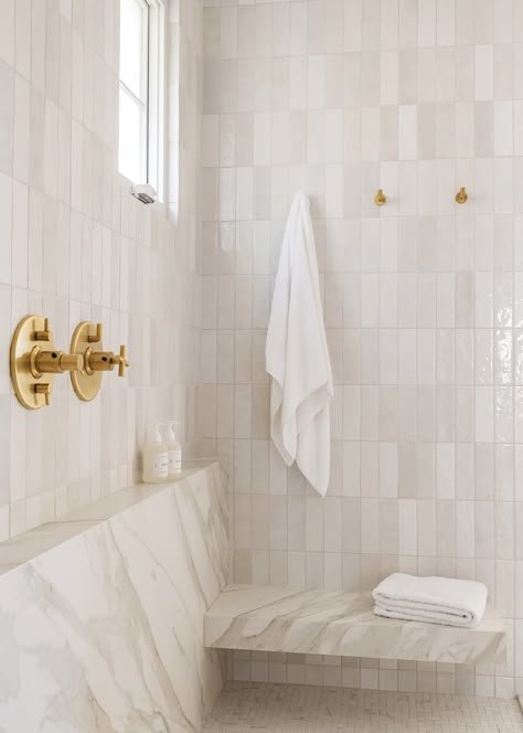 Project | Primavera Small Bathroom Ideas Natural Wood, The Lifestyled Co Bathroom, Rivers Spencer Interiors, California Coastal Master Bath, Limestone Bathroom Wall, Primary Bath Shower Tile, Earthy Neutral Bathroom, Shower Privacy Wall, Masterbath Ideas Decor