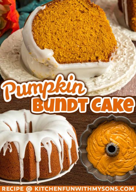 Topped with a simple glaze, this moist Pumpkin Bundt Cake is bursting with fall flavors. An easy pumpkin dessert guaranteed to impress! #pumpkinrecipes #falldesserts Bundt Cake Pumpkin, Pumpkin Bundt Cake Recipes, Pumpkin Bundt, Cake Pumpkin, Thanksgiving Desserts Table, Nothing Bundt, Pumpkin Bundt Cake, Nothing Bundt Cakes, Easy Pumpkin Pie