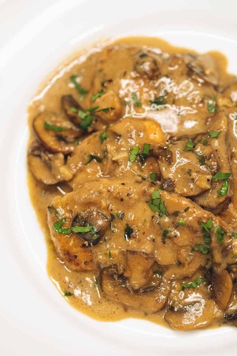 Creamy Chicken Marsala - Recipes by Nora Marsala Recipes, Creamy Chicken Marsala, Chicken And Veggie Recipes, Chicken Marsala Recipe, Marsala Recipe, Pan Seared Chicken Breast, Sautéed Mushrooms, Marsala Chicken Recipes, Pan Seared Chicken