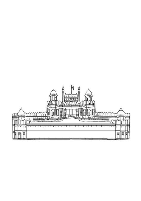 Red Fort Sketch, Fort Sketch, Red Fort, Chevrolet Logo, Fort, Sketch, Home Decor Decals, Red