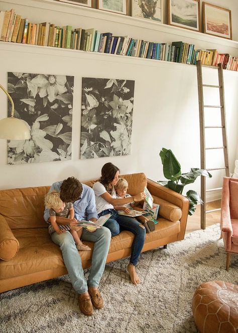 Prioritizing relationships in a busy life. Tan Sofa, Tufted Leather Sofa, Family Schedule, Mid Century Modern Sofa, Ranch Style Home, Book Storage, Design Your Home, Cool House Designs, Home Renovation