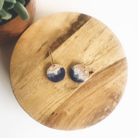 Camping Clay Earrings, Mountain Polymer Clay Earrings, Landscape Polymer Clay Earrings, Mountain Earrings Polymer Clay, Geode Polymer Clay Earrings, Mountain Earring, Polymer Clay Beads Diy, Clay Diy Projects, Clay Baby