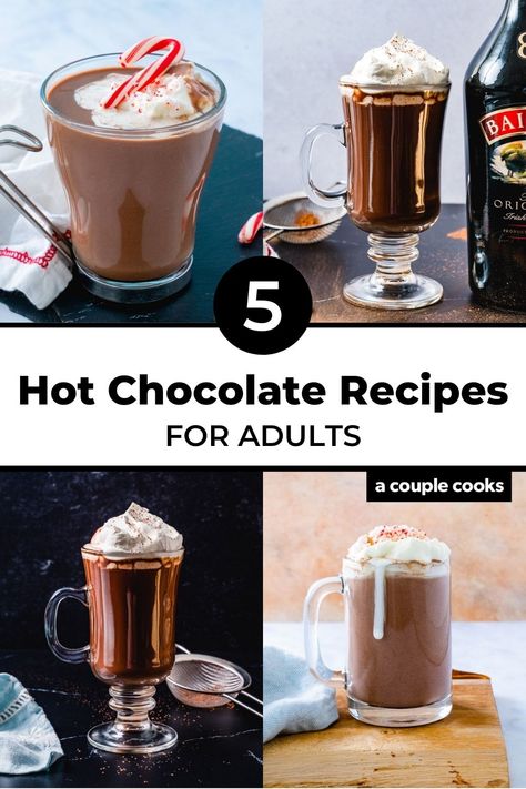 Adult Hot Chocolate, Hot Alcoholic Drinks, Spiked Hot Chocolate Recipe, Kahlua Hot Chocolate, Friday Cocktails, Liqueur Cocktails, Hot Chocolate Cocktail, Drinks Christmas, Spiced Cocktail