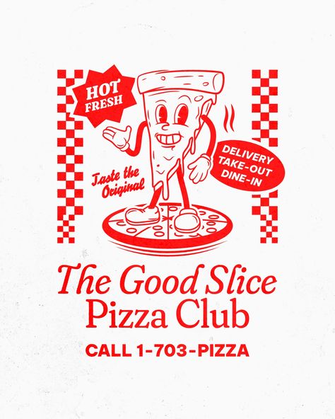 Vintage Pizza Box Design, Retro Pizza Aesthetic, Pizza T Shirt Design, Retro Pizza Logo, Vintage Pizza Illustration, Retro Pizza Illustration, Retro Restaurant Logo, Pizza Mascot, Retro Pizza Poster