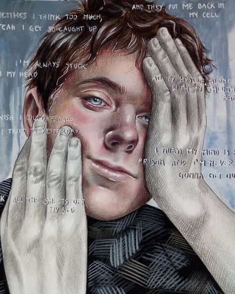 Alec Benjamin Fanart, Lyric Drawings, People Drawings, Alec Benjamin, Glittery Wallpaper, Fav Music, Favorite Artist, Music Therapy, Fav Celebs