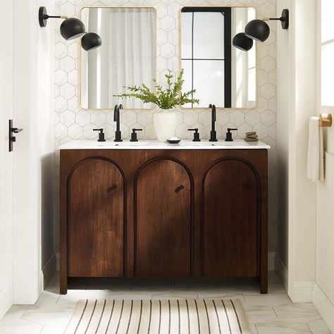 Appia 24"/36"/48" Bathroom Vanity Cabinet (Sink Basin Not Included) - Bed Bath & Beyond - 39832828 36" Vanity, Bathroom Vanity Cabinet, Sink Basin, Arched Doors, Double Sink Vanity, Double Sink Bathroom, Double Sink Bathroom Vanity, White Sink, Sink Bathroom Vanity