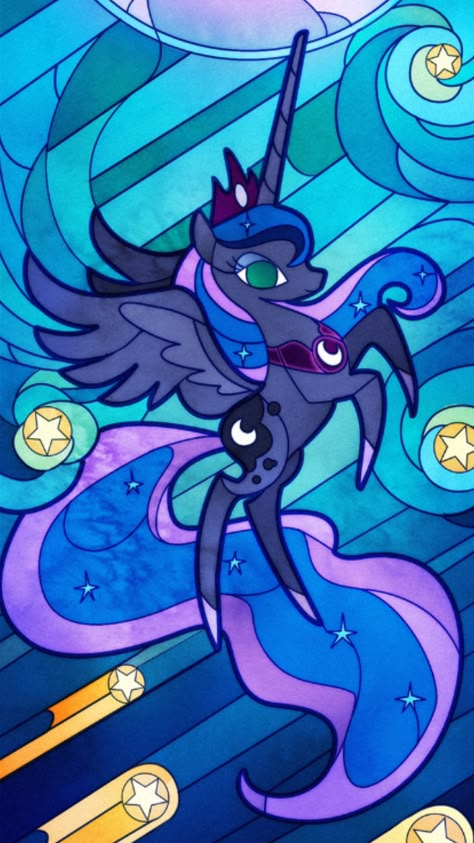 Mlp Stained Glass Window, Mlp Iphone Wallpaper, Mlp Backgrounds Phone, Mlp Princess Luna Wallpaper, Mlp Phone Wallpaper, Mlp Wallpaper Iphone, Princess Luna Wallpaper, Mlp Posters, Putri Celestia