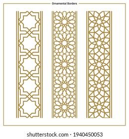 Seamless ornamentl frames and borders collection. Oriental, Islamic, Eastern and Arabian styles. Islam Pattern, Arabic Border, Arabian Pattern, Morocco Pattern, Stream Background, Islamic Design Pattern, Islamic Frame, Jaali Design, Islamic Patterns