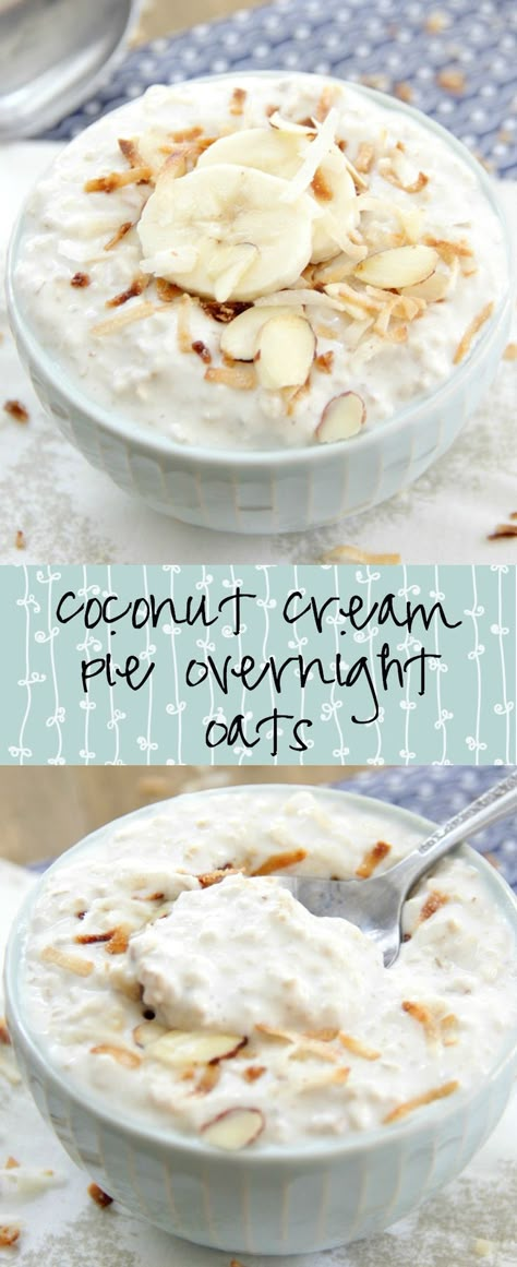 Coconut Cream Pie Overnight Oats | Eat. Drink. Love. Coconut Cream Pie Overnight Oats, Açai Bowls, Oat Recipes Healthy, Overnight Oats Recipe Healthy, Overnight Oat, Overnight Oats Healthy, Overnight Oatmeal, Coconut Cream Pie, What's For Breakfast