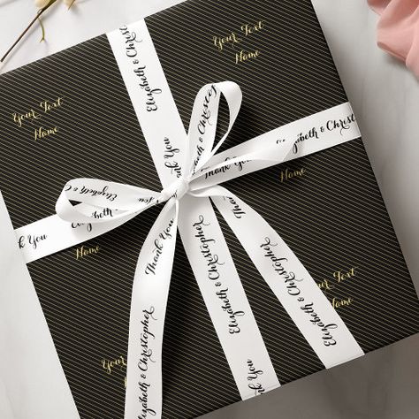 $16.05 | Elegant Thank You Black White Custom Wedding Favor #white, wedding, thank you, elegant, template, bride, groom, personalized, script, black Popular Wedding Favors, Wedding Favours Thank You, Elegant Template, Typography Script, Personalized Thank You Cards, Personalized Ribbon, Ribbon Wedding, Custom Wedding Favours, Custom Ribbon