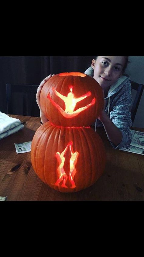 Pumpkin Carving Ideas Cheerleader, Cheer Pumpkin Carving, Cheerleader Pumpkin Ideas, Yoga Pumpkin Carving, Sports Pumpkin Carving, Cheerleader Pumpkin, Volleyball Carved Pumpkin, Cheer Pumpkin, Halloween Cheerleader