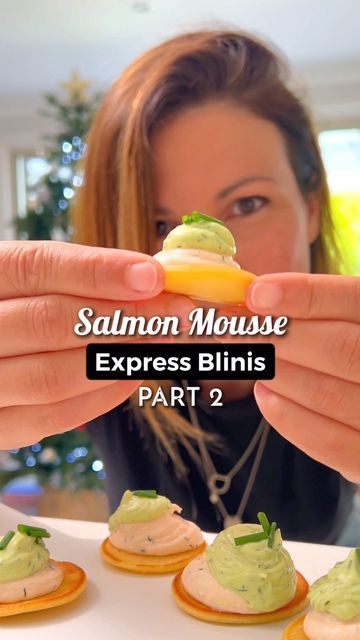 Isabelle Dunn on Instagram: "EXPRESS BLINIS part 2 🎄SALMON & AVO MOUSSE 🍾 This salmon & avocado mousse combo is a match made in heaven! It’s super fresh, healthy and vibrant. In my previous reel, we made fresh blinis from scratch, in just a few minutes! 📍SAVE this recipe and follow me to keep watching! Ingredients Salmon mousse 250g cream cheese 125g smoked salmon 1/2 lemon juice, juiced 1tsp fresh dill, chopped 1 pinch salt Avocado mousse 1 avocado 1 tbsp cream Salt & pepper 1/2 lime, juiced 1 tsp dill Optional: Chives & lemon wedges to serve ⭐️To make the salmon mousse, simply blend all the ingredients until smooth. ⭐️To make the avocado mousse, blend all the ingredients until smooth. ⭐️Use piping bags for each mousse or a spoon to dollop the mixtures on fresh blinis as p Avacado Mousse, Avo Mousse, Salmon Mousse Recipes, Smoked Salmon Mousse, Salmon Mousse, Small Bites Appetizers, Nibbles For Party, Avocado Mousse, Hosting Ideas