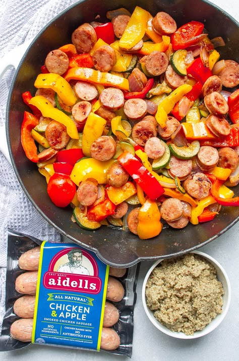 Chicken Sausage Veggie Skillet, Chicken Sausage And Veggies Skillet, Chicken Apple Sausage And Potatoes, Recipes Using Chicken Sausage Links, Chicken Apple Sausage Skillet, Adele Chicken Apple Sausage Recipes, Safeway Dinner Ideas, Chicken Sausage With Veggies, Pork Apple Sausage Recipes