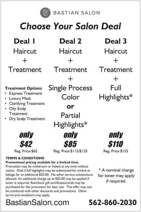 We are pleased to announce Bastian Salon Deals! Affordable quality is the name of the game. See our new promo! #artesia #salon www.bastiansalon $110 Salon Packages Ideas, Beauty Salon Specials Ideas, Salon Deals And Offers, Hair Salon Raffle Ideas, New Cosmetologist, Hair Salon Specials Ideas, Salon Event Ideas, Salon Offers Ideas, Hair Salon Advertising Ideas