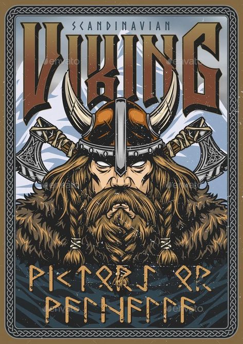 Nordic Poster Design, Viking Graphic Design, Viking Art Illustration, Medieval Poster, Vikings Poster, Viking Illustration, Viking Poster, Nordic Illustration, Nordic Wallpaper