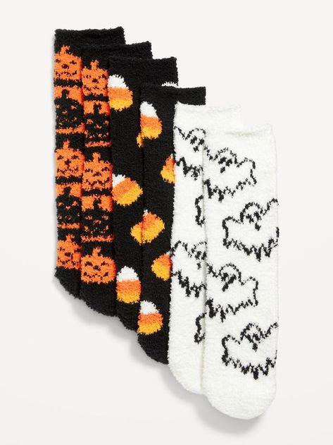 includes 3 pairs of socks notched toe seams textured gripper dots at soles online exclusive #494921 Fall Fuzzy Socks, Halloween Fuzzy Socks, Bat Socks, Halloween Wishlist, Boo Baskets, Fall Socks, Halloween Gift Baskets, Embroidered Socks, Halloween Socks