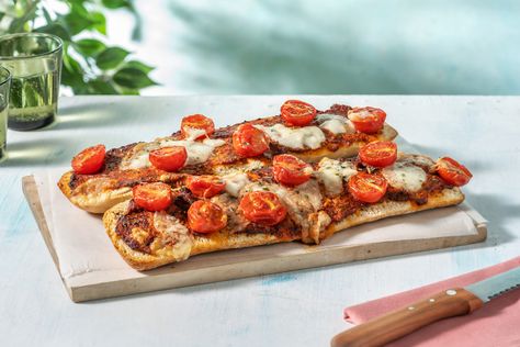 Share me on Pinterest Easy Ciabatta Bread, Ciabatta Pizza, Hellofresh Vegetarian, Pizza With Mozzarella, Mozzarella Recipe, Pizza Bread Recipe, Mozzarella Recipes, Hello Fresh Recipes, Student Recipes