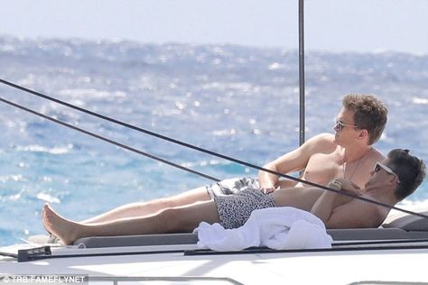 Relaxed: Neil Patrick Harris and husband David Burtka was spotted reclining on the yacht, as they made the most of the sunshine Yacht With Friends, Ryan Kwanten, David Burtka, Neil Patrick, Day With Friends, On A Yacht, Neil Patrick Harris, Master Of Ceremonies, David Boreanaz