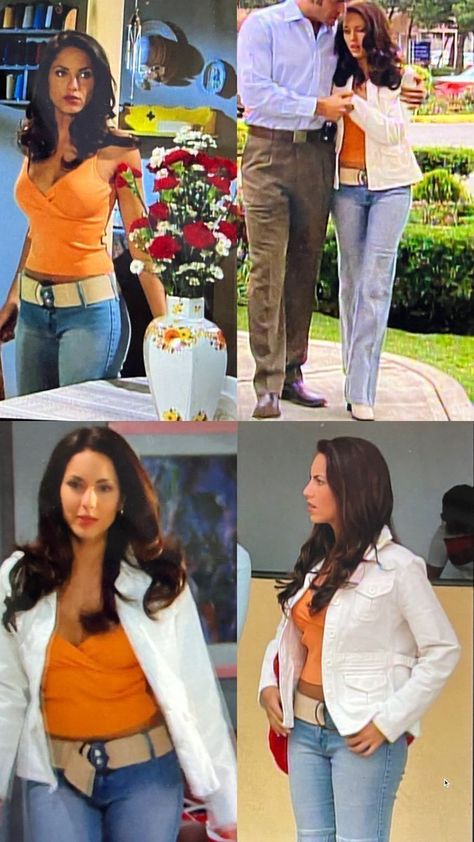 Latina Y2k Fashion, Rubi Telenovela Outfits, Rubi Novela Outfits, Y2k Latina Outfits, Novela Outfits, 2000s Latina Fashion, Y2k Latina, 90s 2000s Fashion, Barbara Mori