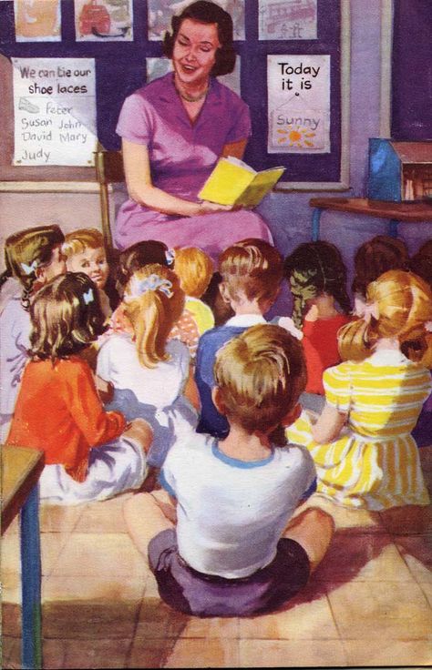 Teachers Illustration, Teacher Aesthetic, Old School House, Vintage Illustration Art, Childhood Memories 70s, School Librarian, Ladybird Books, Childhood Books, Sports Day