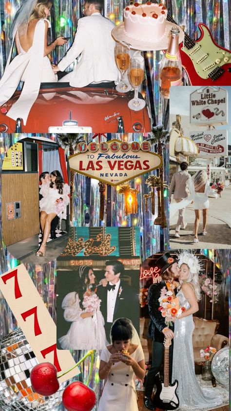 Vegas Showgirl Theme Party, 50s Vegas Aesthetic, Rock Roll Wedding, Vegas Glam Wedding, Kitschy Vegas Wedding, Vegas Style Wedding Reception, Eloping In Vegas Aesthetic, Vegas Wedding Chapel Aesthetic, Retro Vegas Aesthetic