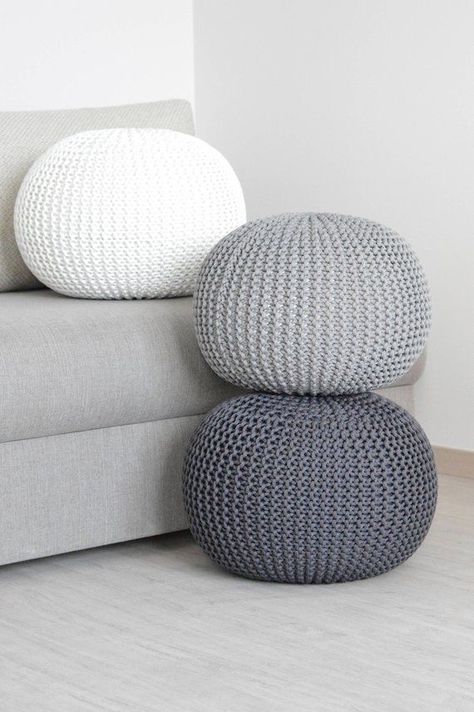 Crochet Pouf Pattern, Crochet Pouf, Knitted Pouf, Floor Pouf, Crochet Home Decor, Diy Rug, Arm Knitting, Nursery Room Decor, Pouf Ottoman