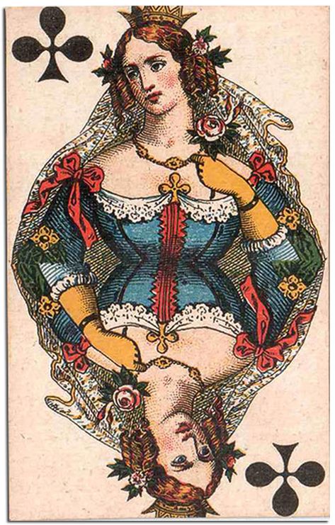 #PlayingCardsTop1000 - Italian Classic - Queen of clubs Joker Queen, Queen Of Clubs, Engraved Illustration, Playing Cards Art, Engraving Illustration, Vintage Style Art, Vintage Playing Cards, Antique Images, Ceramic Wall Art