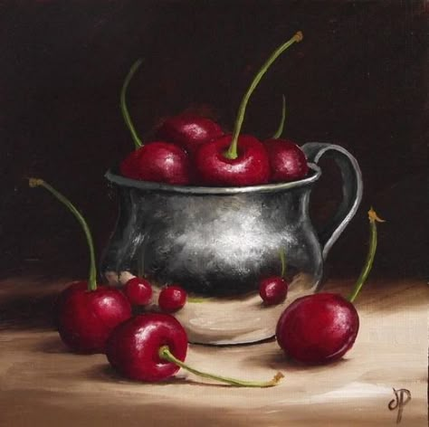 Cherries Cherries Painting, Painting Palette, Still Life Fruit, Fruit Photography, Still Life Oil Painting, Fruit Painting, Still Life Drawing, 수채화 그림, Daily Painting