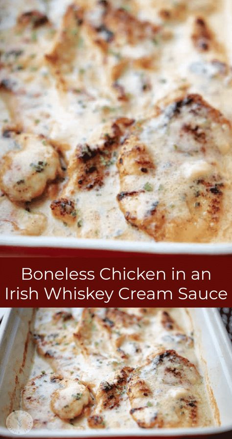 Whiskey Cream Sauce, Cream Sauce Chicken, Irish Dinner Recipes, Whiskey Chicken, Cream Sauce For Chicken, Whiskey Cream, Irish Cooking, Irish Cuisine, Chicken Tonight