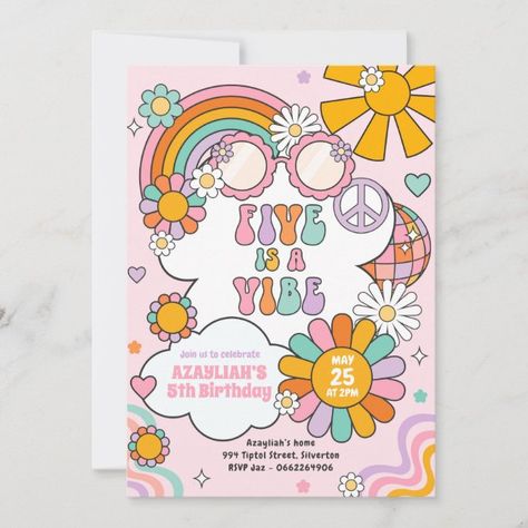 Create your own Invitation | Zazzle Flower Power Birthday, Flower Power Party, Hippie Birthday Party, 70s Flower Power, Rainbow Birthday Invitations, Hippie Birthday, Anna Birthday, Baby Birthday Decorations, Groovy 70s