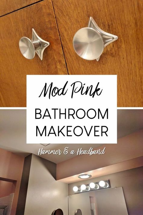 Give your mid-century modern bathroom a fun makeover in mod pink. Check out this retro mod bathroom transformation from dull off-white to a modern pink and taupe bathroom. With a few small home decor updates, accessories, and the right paint, you can transform a mid-century bathroom into a beautiful mod pink bathroom. #bathroomdecor #midcenturymodern #pinkbathroom Mid Mod Bathroom, Pink Bathroom Paint, Mod Bathroom, Modern Pink Bathroom, Taupe Bathroom, Craftsman Bathroom, Mid Century Modern Bathroom, Mid Century Bathroom, Bathroom Transformation