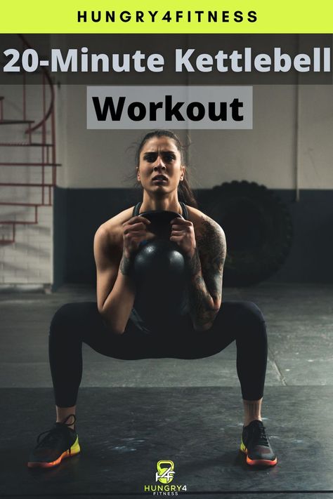 A woman completing a kettlebell workout. 20 Minute Kettlebell Workout, 10 Min Kettlebell Workout, 20 Min Kettlebell Workout, Kettle Bell Workout Men, Dumbbell Only Workout, Kettlebell Workout Routines, Kettlebell Kings, Full Body Kettlebell Workout, Kettlebell Challenge